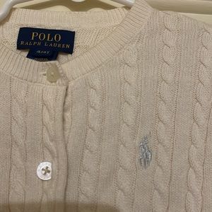 Polo Ralph Lauren off white girls cardigan sweater. Button closure at front.